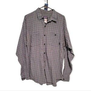 Patagonia Men's Gray & Blue Plaid Button Up Shirt Size Large